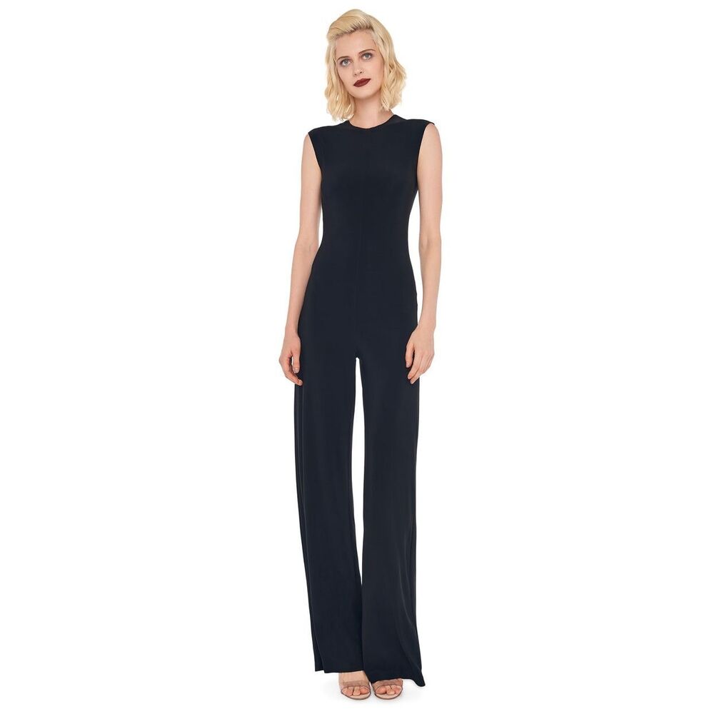Norma Kamali Draped Sleeveless Jumpsuit in Midnight Small $195